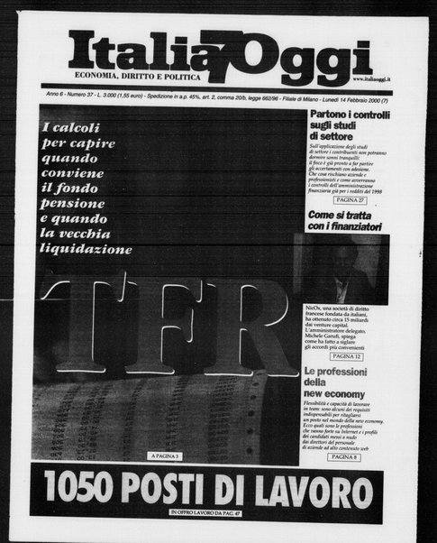 Italia oggi : quotidiano di economia finanza e politica